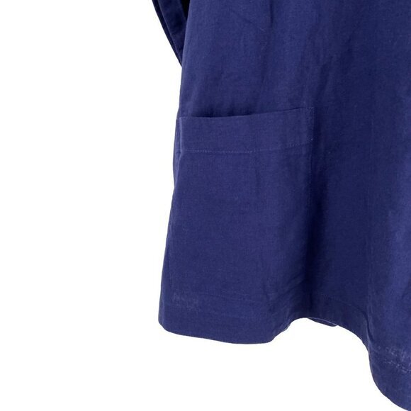 Fat Face Sadie Linen Blend Popover Top Women's Size 14 Navy Blue NWT‎ TP-2207 - Picture 5 of 13